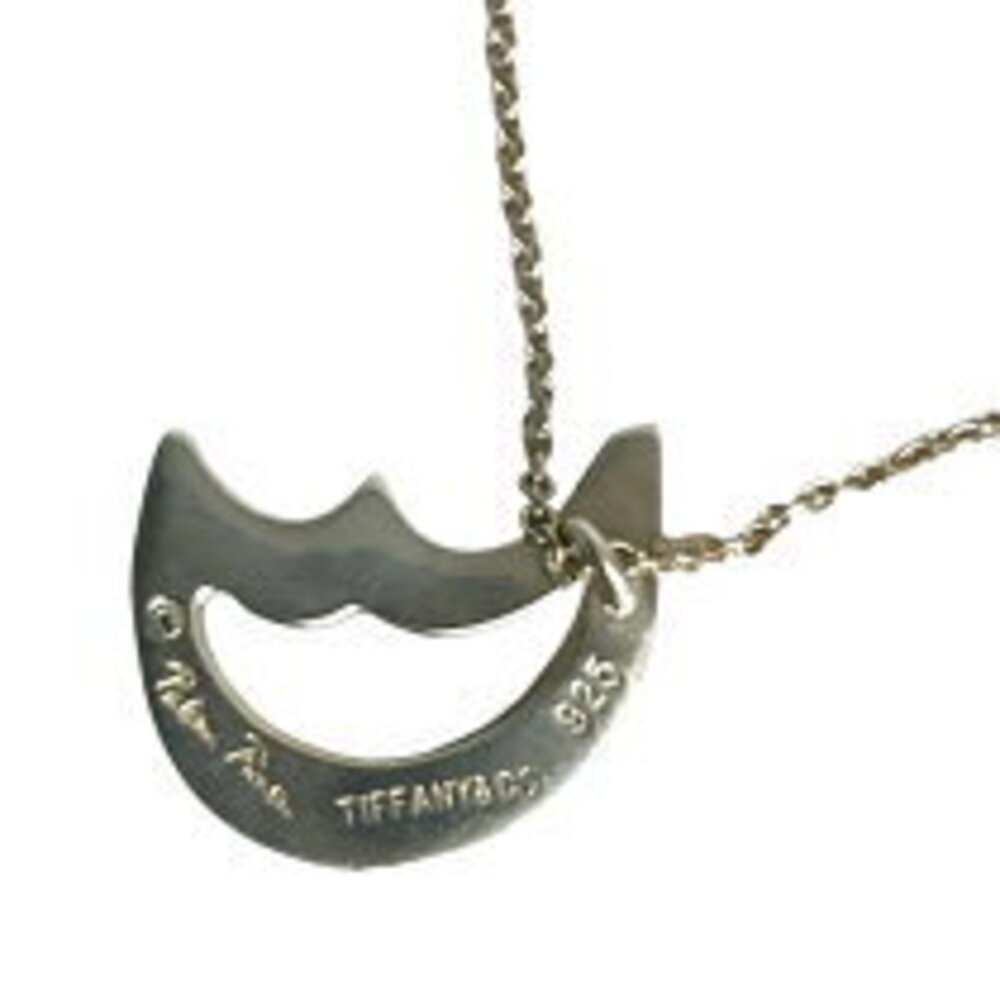 Tiffany Co Crescent Moon Necklace Silver SV Accessory - Picture 2 of 6